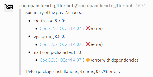 Bench report in Gitter